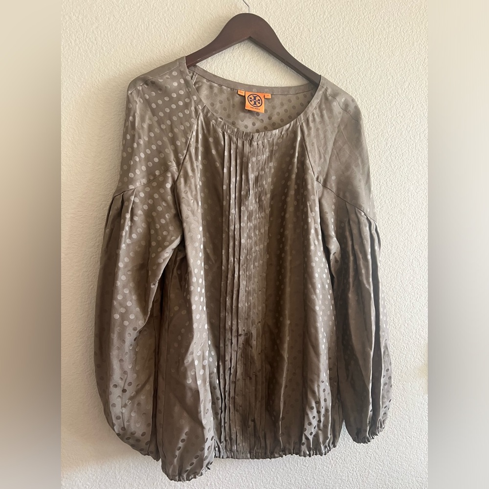 Tory Burch Blouse, size: 10, Polkadot Taupe